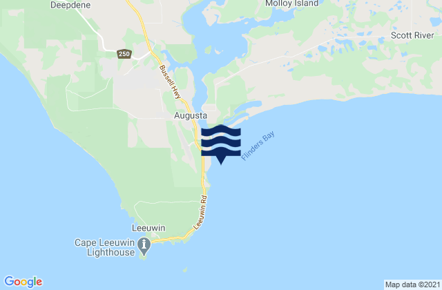 Mapa da tábua de marés em Flinders Bay, Australia