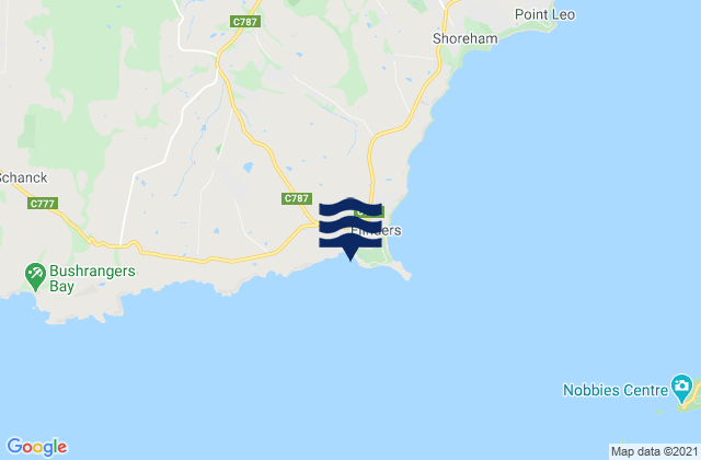 Mapa da tábua de marés em Flinders Beach, Australia