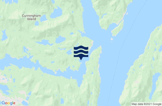 Mapa da tábua de marés em Flirt Island, Canada