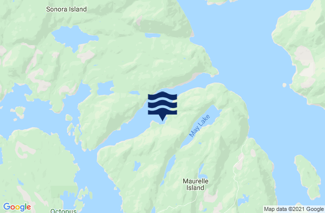 Mapa da tábua de marés em Florence Cove, Canada