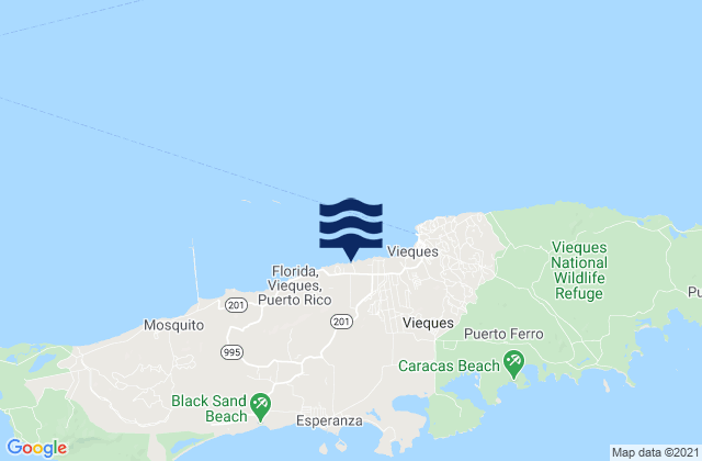 Mapa da tábua de marés em Florida Barrio, Puerto Rico