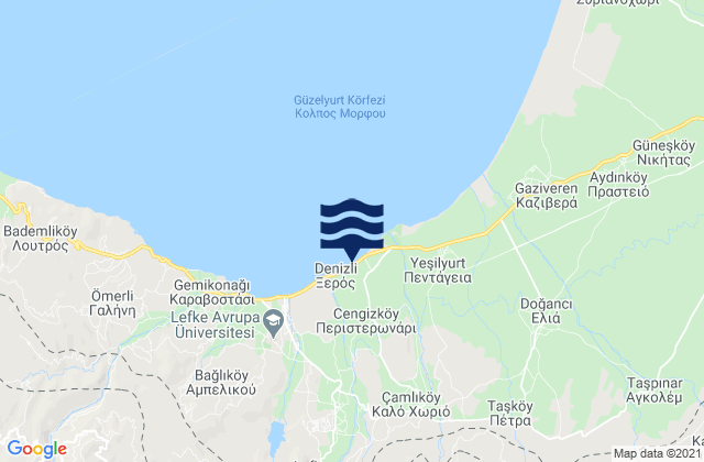 Mapa da tábua de marés em Flásou, Cyprus