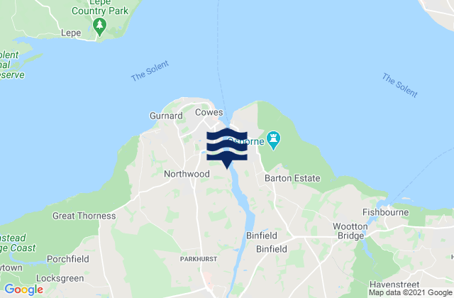 Mapa da tábua de marés em Folly Inn, United Kingdom