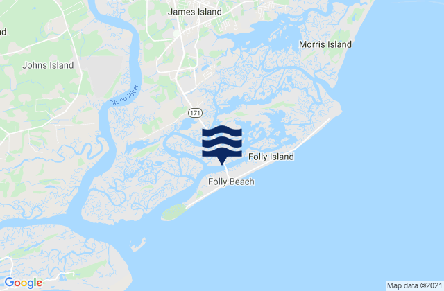 Mapa da tábua de marés em Folly River Bridge Flooy Island, United States