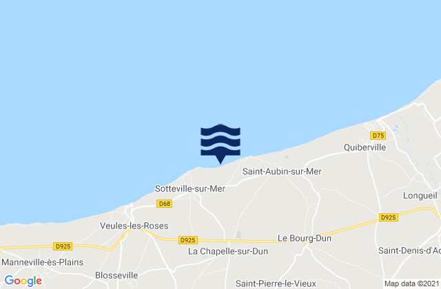Mapa da tábua de marés em Fontaine-le-Dun, France