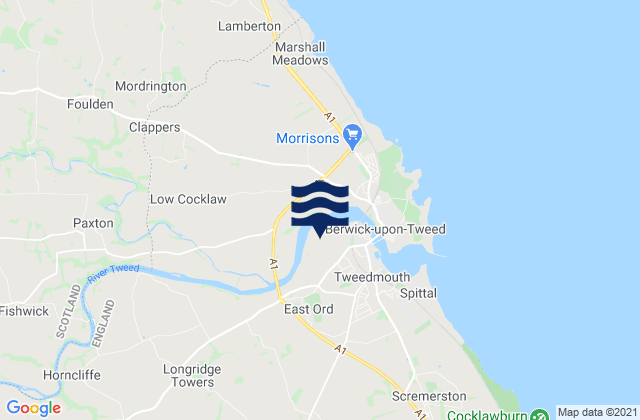 Mapa da tábua de marés em Ford, United Kingdom
