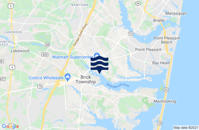 Mapa da tábua de marés em Forge Pond, United States