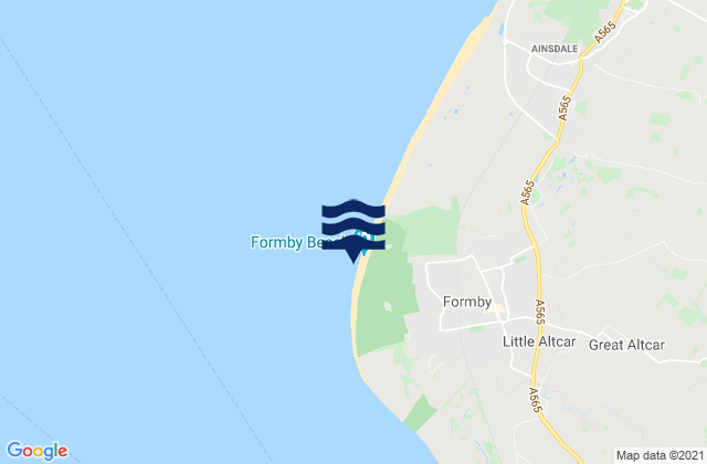 Mapa da tábua de marés em Formby Beach, United Kingdom
