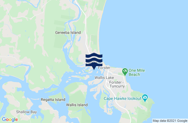 Mapa da tábua de marés em Forster, Australia