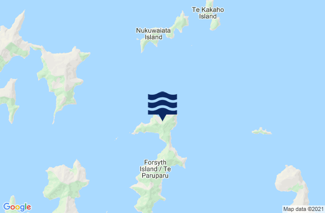 Mapa da tábua de marés em Forsyth Island (Te Paruparu), New Zealand