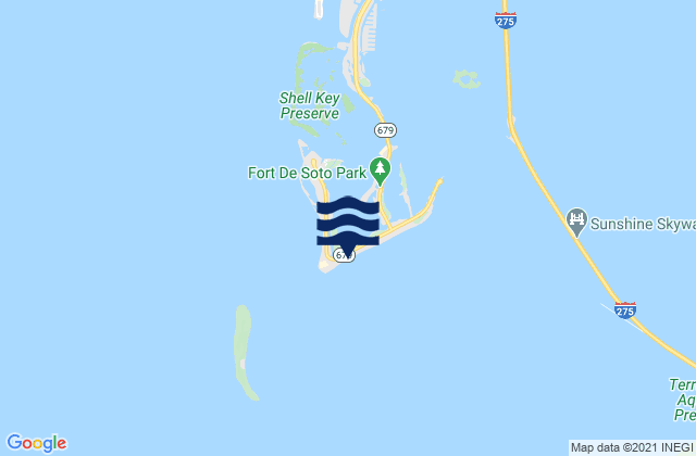 Mapa da tábua de marés em Fort DeSoto Dog Beach, United States