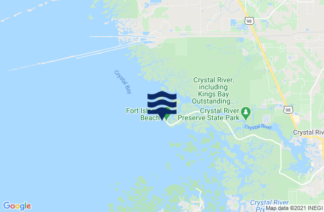 Mapa da tábua de marés em Fort Island, United States