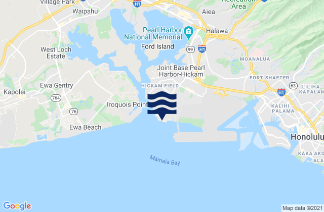 Mapa da tábua de marés em Fort Kamehameha Beach, United States