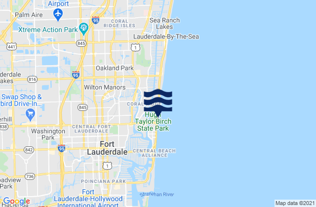 Mapa da tábua de marés em Fort Lauderdale 14th Street, United States