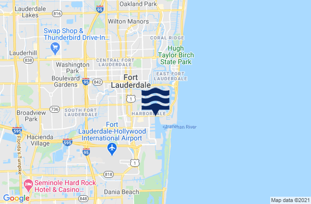 Mapa da tábua de marés em Fort Lauderdale, United States