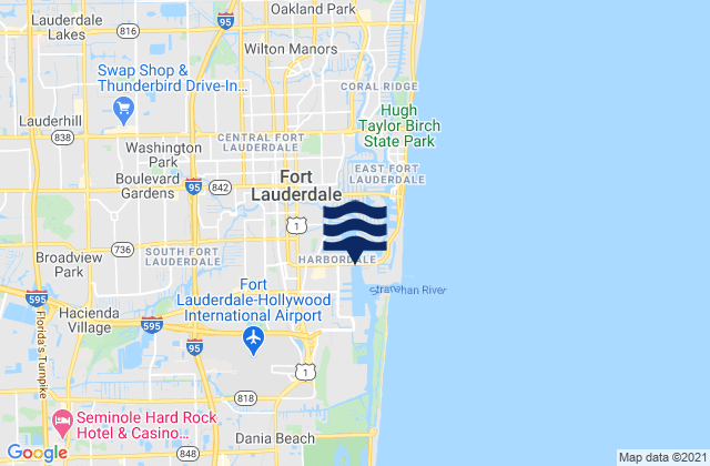 Mapa da tábua de marés em Fort Lauderdale New River, United States
