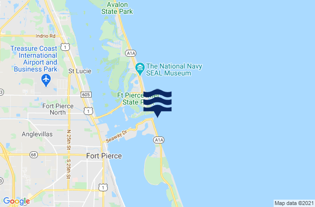 Mapa da tábua de marés em Fort Pierce Inlet South Jetty, United States