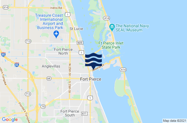 Mapa da tábua de marés em Fort Pierce South Beach Causeway, United States