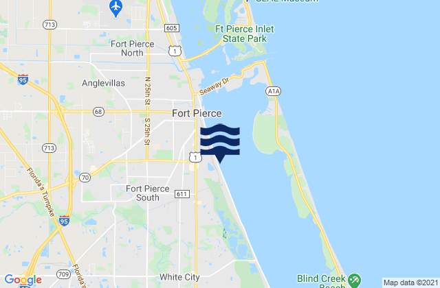 Mapa da tábua de marés em Fort Pierce South, United States