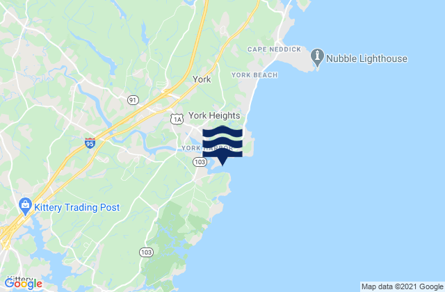 Mapa da tábua de marés em Fort Point (York Harbor), United States