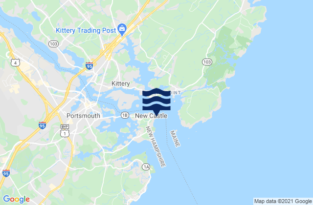 Mapa da tábua de marés em Fort Point, United States