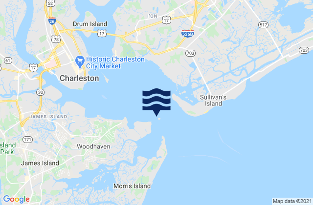Mapa da tábua de marés em Fort Sumter, United States