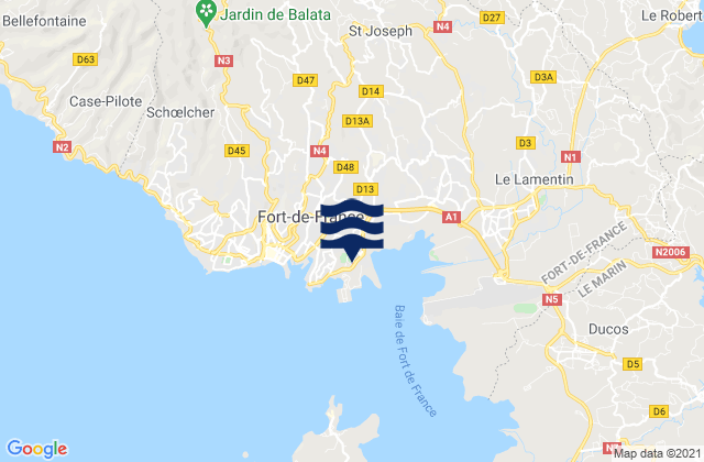 Mapa da tábua de marés em Fort de France, Martinique