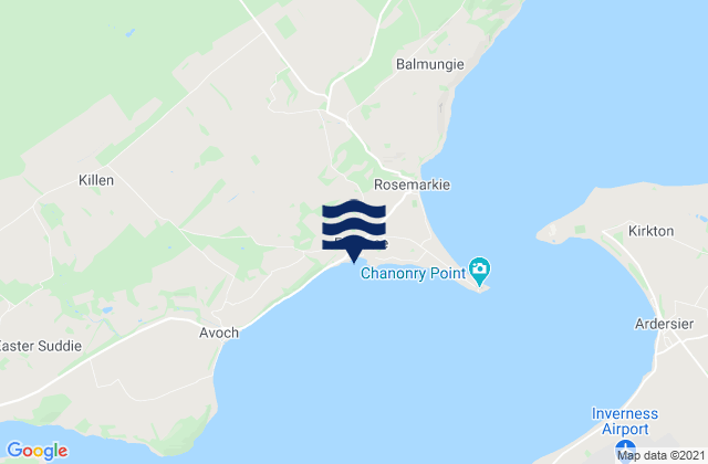 Mapa da tábua de marés em Fortrose, United Kingdom