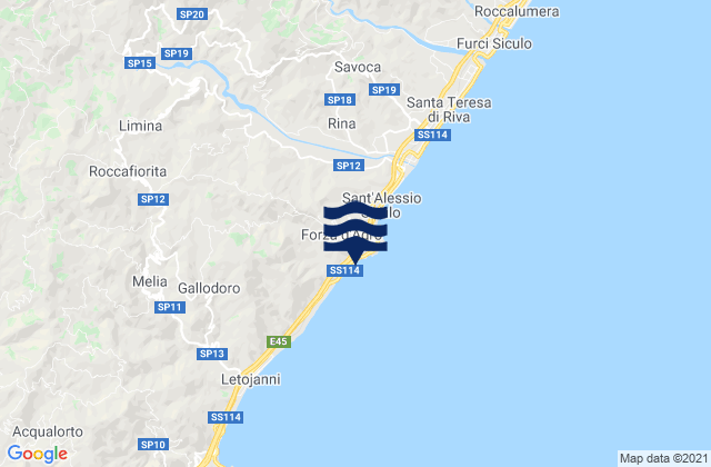 Mapa da tábua de marés em Forza d'Agrò, Italy