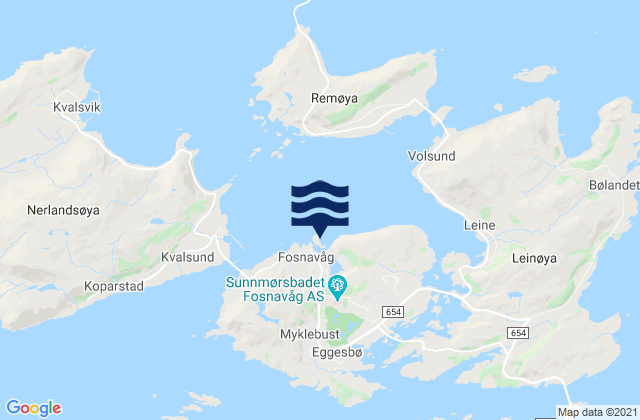 Mapa da tábua de marés em Fosnavåg, Norway