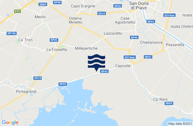 Mapa da tábua de marés em Fossalta di Piave, Italy