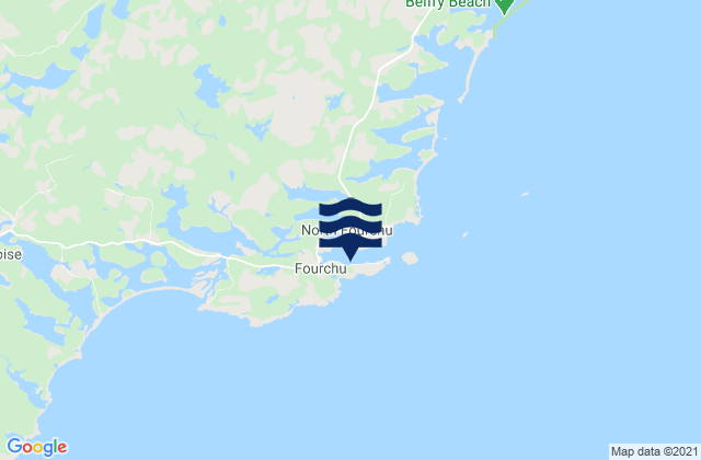 Mapa da tábua de marés em Fourchu, Canada