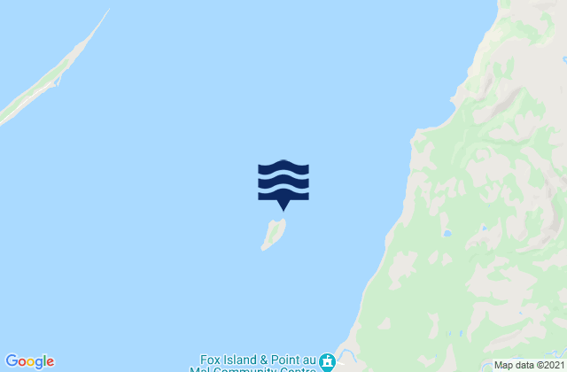 Mapa da tábua de marés em Fox Island, Canada