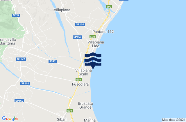 Mapa da tábua de marés em Francavilla Marittima, Italy