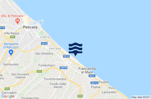 Mapa da tábua de marés em Francavilla al Mare, Italy