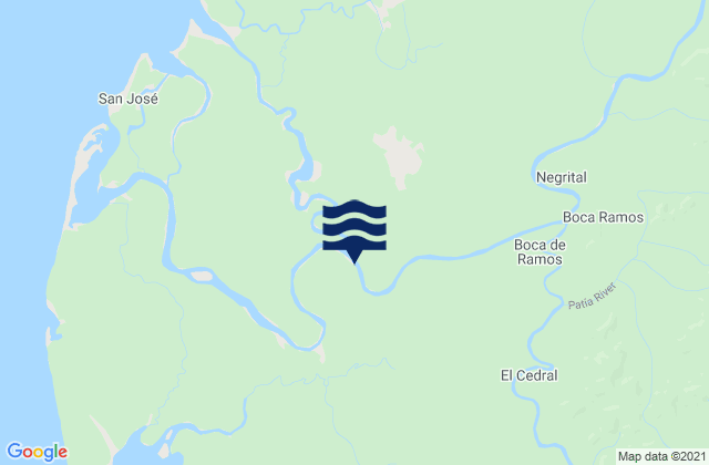 Mapa da tábua de marés em Francisco Pizarro, Colombia