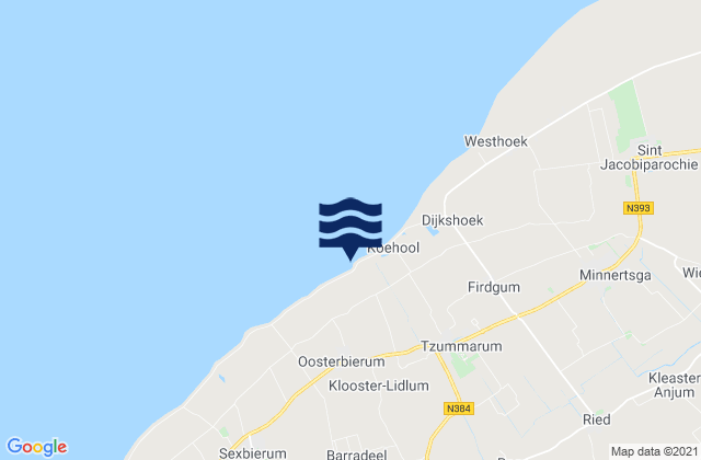 Mapa da tábua de marés em Franeker, Netherlands