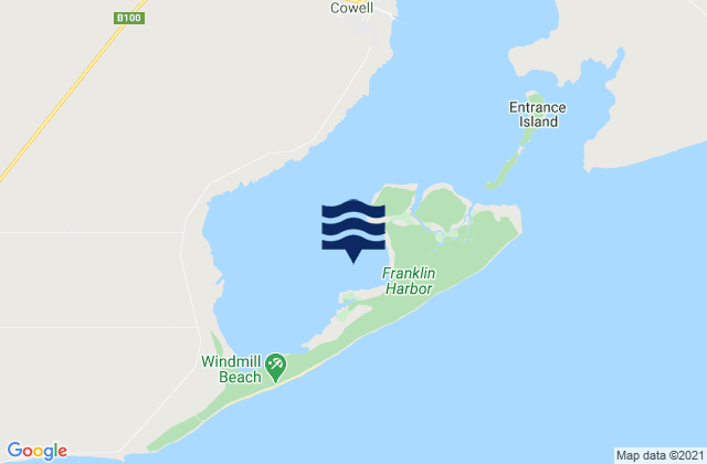 Mapa da tábua de marés em Franklin Harbor, Australia
