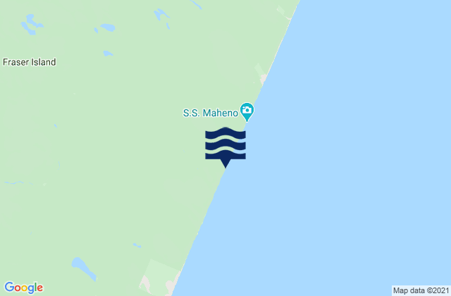 Mapa da tábua de marés em Fraser Island - Maheno Wreck, Australia