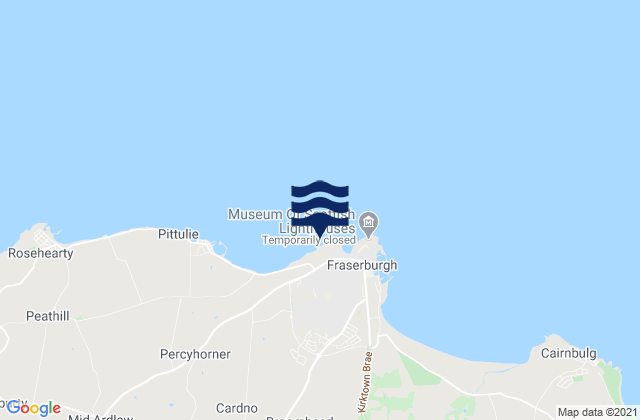 Mapa da tábua de marés em Fraserburgh, United Kingdom