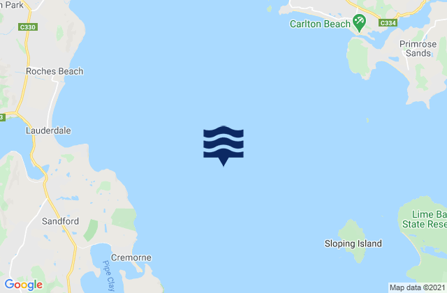 Mapa da tábua de marés em Frederick Henry Bay, Australia