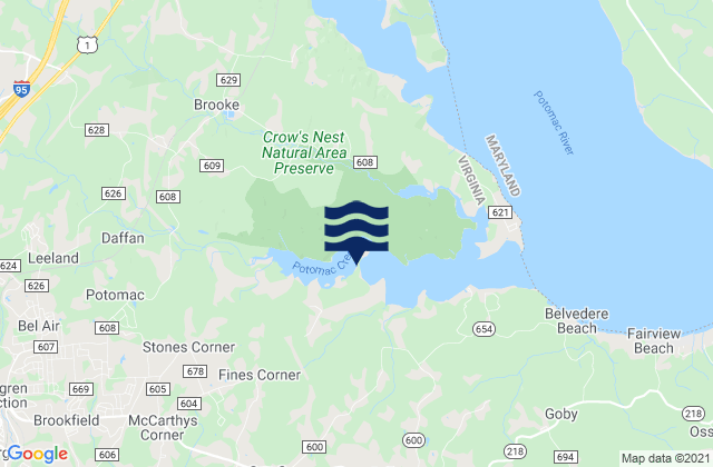 Mapa da tábua de marés em Fredericksburg Rappahannock River, United States