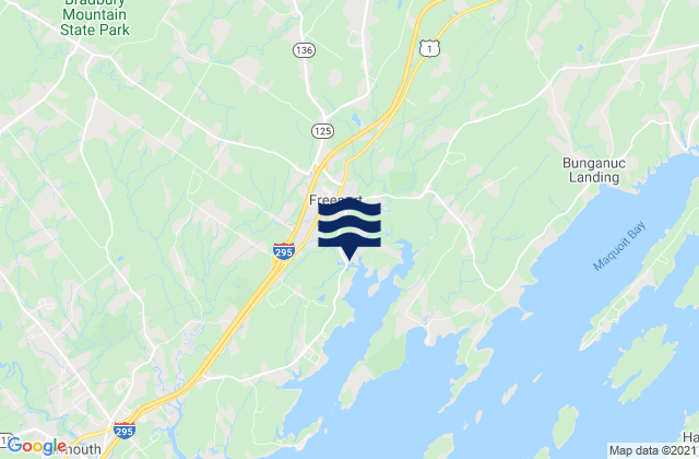 Mapa da tábua de marés em Freeport, United States