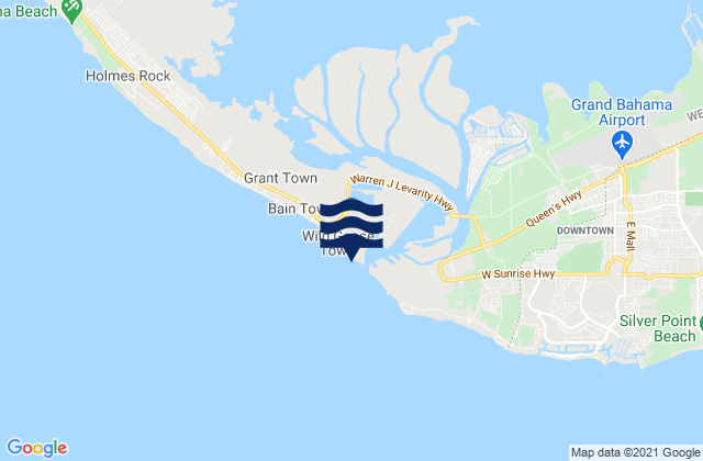 Mapa da tábua de marés em Freeport Harbour, Bahamas