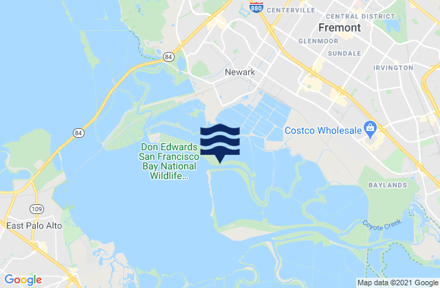 Mapa da tábua de marés em Fremont, United States