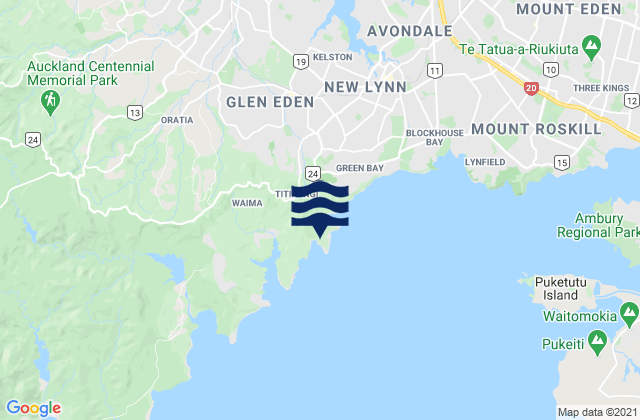 Mapa da tábua de marés em French Bay (Otitori Bay), New Zealand