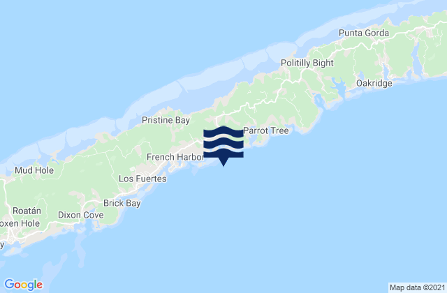 Mapa da tábua de marés em French Harbor, Honduras