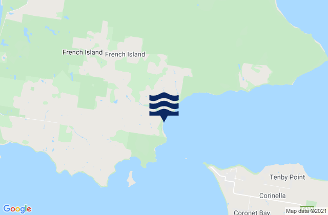 Mapa da tábua de marés em French Island, Australia