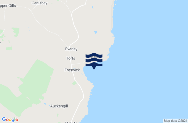 Mapa da tábua de marés em Freswick Bay, United Kingdom