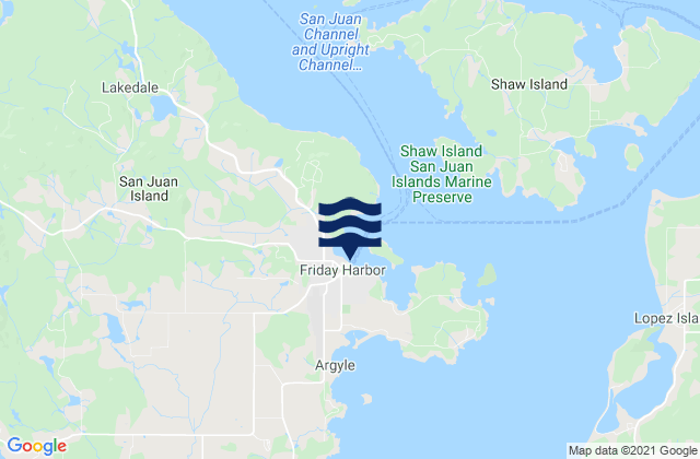 Mapa da tábua de marés em Friday Harbor, United States